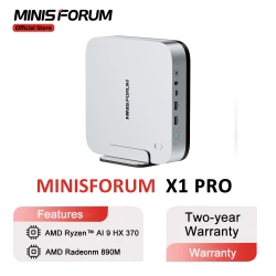 MINISFORUM AI X1 Pro Mini PC AMD Ryzen AI 9 HX 370 DDR5 96GB 2TB WiFi 7 Copilot AI 135W Adapter Dual 2.5G LAN Office PC Gaming
