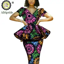 African 2 Piece Set for Women Dashiki Tops Print Skrit  Ankara Clothing Wax Attire Blouse Shirt AFRIPRIDE S1926004