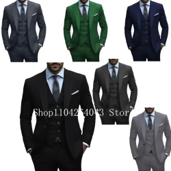 Elegant Dress Suit for Men 3 Pieces Blazer Vest and Pant Set Classic Tuxedo Suits for Men Wedding Dress Business Blazers Man