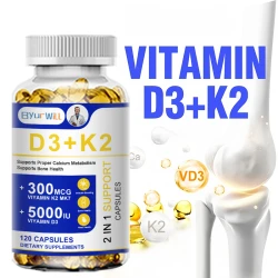 Vitamin D3 K2 Supplement - Immune & Mood Support, for Bone & Teeth Health - with Magnesium, Zinc & Vitamin C & B12