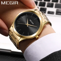MEGIR Luxury Simple Quartz Men's Watch Business Stainless Steel Bracelet Luminous Watches Man High-Quality Clock reloj hombre
