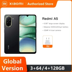 Xiaomi Redmi A5 Global Version Smartphone 6.88" Large Screen 32MP AI Dual Camera UNISOC T7250 Processor 15W Fast Charging