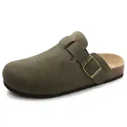 Crestar Women Genuine Suede Clogs Fashion Cow Leather Slippers New Color Soft Cork Footbed Mules Potato Shoes with Arch Support