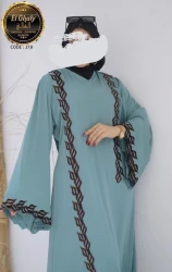 Premium Botanical Print Long Sleeve Islamic Dress