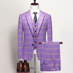 2024 High-quality men's casual (suit + vest + trousers) Fashion business trend handsome slim dress suit three-piece suit