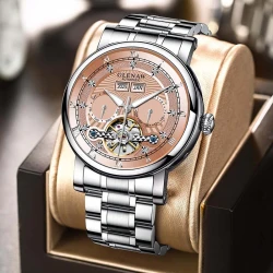 GLENAW Design Mechanical Watch Men's Hollow Fashion Business Waterproof Top Brand Watch Montre Homme Relogio Masculino