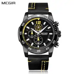MEGIR Brand Original Men Watches Quartz Chronograph Luxury Leather Strap Sports Military Watch Waterproof Date Clock Wristwatch