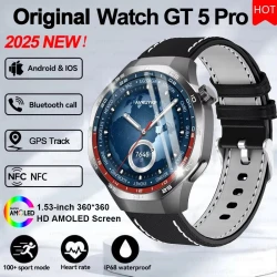 2025 New Watch GT5 Pro Smart Watch 1.53“ AMOLED Screen NFC GPS Tracker BT Call Health Waterproof Smartwatch Men Women For Huawei