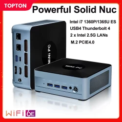 Topton D17 Solid Nuc Gaming Mini PC Intel i7 1360P/1365U ES Thunderbolt 4 2*DDR5 2*2.5G LAN Firewall Computer Windows 11 WiFi6E