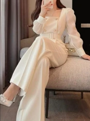 Leg Pants Summer Set Fashion Two Pieces for Women Luxury Women's Sets Sexy Trouser 2 Piece Outfits 2025 NEW Elegant Blazer Suit