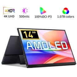 14'' 4K OLED Portable Monitor 16:10 3840*2400p 500Nits USB-C HDMI-Compatible External Gaming Monitor for PS5 Switch Laptop MacOS