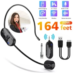 2.4G Wireless Microphones Dual Wireless Mic 2 Wireless Mics & 1 Receiver for Amplifier Voice Speaker Teaching Tours Guide
