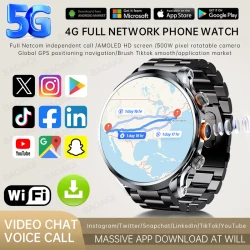 5G/4G Full Netcom Android Smart Watch With SIM Card Camera Video Call AMOLED GPS WIFI Google Play Maps Smartwatch For Men Women