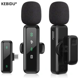 Lavalier Wireless Microphone 80mAh Rechargeable Battery Clip-On Podcast Mic for Streaming Vlogging Voice Recording Plug & Play