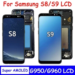 100% Tested New  For Samsung S8 G950 G950F SM-G950FD LCD Display Touch Screen with Frame For Samsung S9 G960 SM-G960F Display