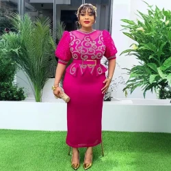 Outfits Plus Size African Party Dresses for Women 2025 New Fashion Dashiki Ankara Wedding Evening Gown Elegant Muslim Maxi Dress