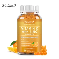 Mulittea Vitamin C with Zinc Gummies For Antioxidant Whitening Collagen Improve Immunity Skin healthDaily nutritional supplement