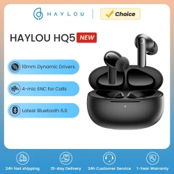 HAYLOU HQ5 ANC Wireless Earphones Bluetooth 6.0 Noise Cancellation Headphones -28dB Fast Charge Earbuds 4 Mic Sports Headset