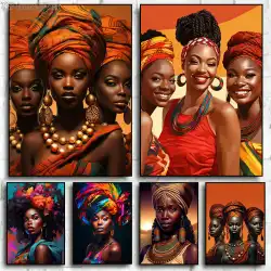 Beautiful African American Woman Canvas Psoters and Prints Sunshine Smiling Girl Pictures Portrait Wall Art Picture Home Decor