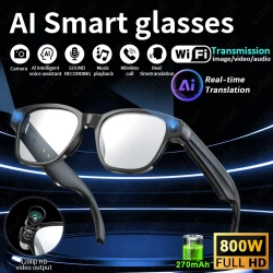 LIGE AI Smart Glasses Chat Voice Assistant Control 270mAh Battery 800W HD Camera Video Photo Bluetooth Call Sunglasses 2025 New