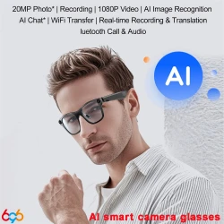 AI Object Recognition Multi-functional Highend Smart Camera Glasses 2000W 1080P HD Video Voice Recording Translation ANC Headset