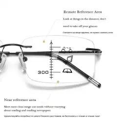 Business  Anti-blue Progressive Multifocal Reading Glasses Women Frameless Elderly Eyewear Men Protable Presbyopic Glasses