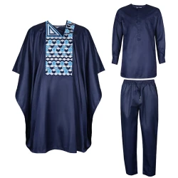 2025 New African Clothes for Men Dashiki Tradition Outfit Robe Embroidery Tops Pants Suits Bazin Muslim Wedding Party Clothing