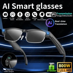 LIGE 8 Million Pixels Camera Smart Sunglasses Recording Videos 270mAh AI Photo Recognition Chat Translation Bluetooth Glasses