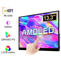 13.3 Inch 4K OLED Touch Screen Portable Monitor 3840*2160 With Type-C HDMI-Compatible for Mobile Phone PC Laptop Gaming Monitor