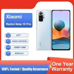 Xiaomi Redmi Note 10 Pro 4G smartphone 108MP Camera Global rom Qualcomm Fingerprint 5020mAh used phone