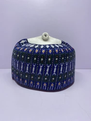 Blue Strapped – Hausa/Fulani Cap, Kufi, Handwoven Cap, Zawa