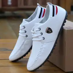 Spring and Autumn New Style Breathable Men's Lightweight Loafers Shoes British Sneakers Solid Lace-up 2023 Men Leather Shoes