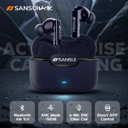 Sansui ANC Bluetooth 5.4 Earphones -52dB Active Noise Canceling Headphones In-Ear Detection TWS Wireless Earbuds Hands Free
