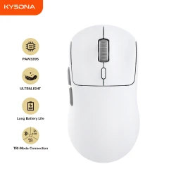 Kysona M600 V2 PAW3395 White Wireless Gaming Esports Mouse 55g 26000DPI 6 Buttons Optical PAM3395 Computer Mice For Laptop PC