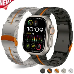 Metal Titanium Bracelet for Apple Watch Band Ultra 2 49mm 44mm 45mm 46mm Business Men Straps for iWatch 10 9 8 7 6 5 4 SE Correa