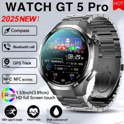 2025 For HUAWEI GT5 Pro GPS Track Smart Watch Men 360*360 AMOLED Screen NFC BT Call Waterproof Health Monitor Man Smartwatches
