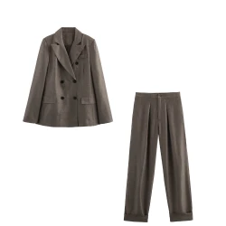 UNIZERA women's suit set with double breasted long sleeves versatile temperament spring new suit set