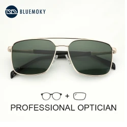BLUEMOKY L Size Fashion Metal Aviator Prescription Sunglasses Men Progressive UV400 Polarized Myopia Sunglasses Man