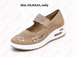 Gwani Women's Breathable Mesh Mary Jane Shoes with Floral Embroidery