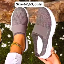 Grey Mesh Slip-On Fashion Sneakers