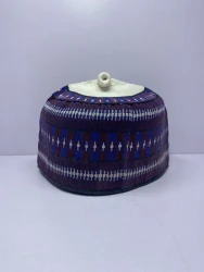 Blue White – Hausa/Fulani Cap, Kufi, Handwoven Cap, Zawa