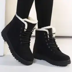 Women's Boots Warm Fur Botas Mujer 2025 Winter Shoes For Woman Snow Boots Low Heels Ankle Boots Winter Black Footwear Female