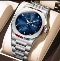 Pocdagar Men's Stainless Steel Quartz Watch - Blue Dial