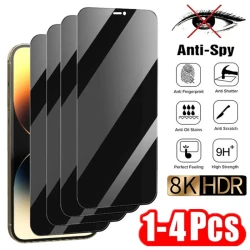 1-4Pcs Privacy Screen Protector for iPhone 14 13 11 12 Pro Max Mini 8 Plus Anti-spy Protective Glass for iPhone 15 16 XR XS MAX