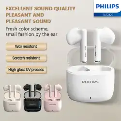 PHILIPS TAT2420 Semi-in-ear Wireless Bluetooth Earphones HIFI Sound Quality Call Noise Reduction Mini Portable Music Headset
