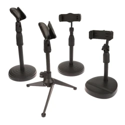 Adjustable Desktop Microphone Stand - Mini Portable Tripod with Mic Clip Holder | Lightweight for Live Streaming & Podcasts