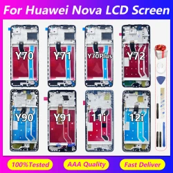for Huawei Nova Y70 Y90 Y91 screen assembly with frame nova Y71 Y70 Plus Y72 11i 12i screen display LCD screen