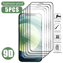5pcs Full Cover Glass for iPhone 11 12 13 14 Pro Max SE 2020 Screen Protector for iPhone 13 12 Mini X XS Max XR 6 6S 7 8 14 Plus