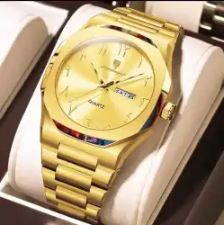 Luxury Gold Men's Quartz Watch with Date Display