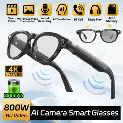 LIGE 4K 800W HD Camera Smart Glasses Recording Videos 290mAh AI Photo Recognition Chat Translation Bluetooth Photochromic Lenses
